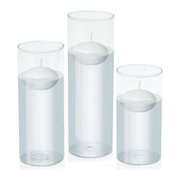 White 8cm Event Floating Candle in 10cm Glass - Lg