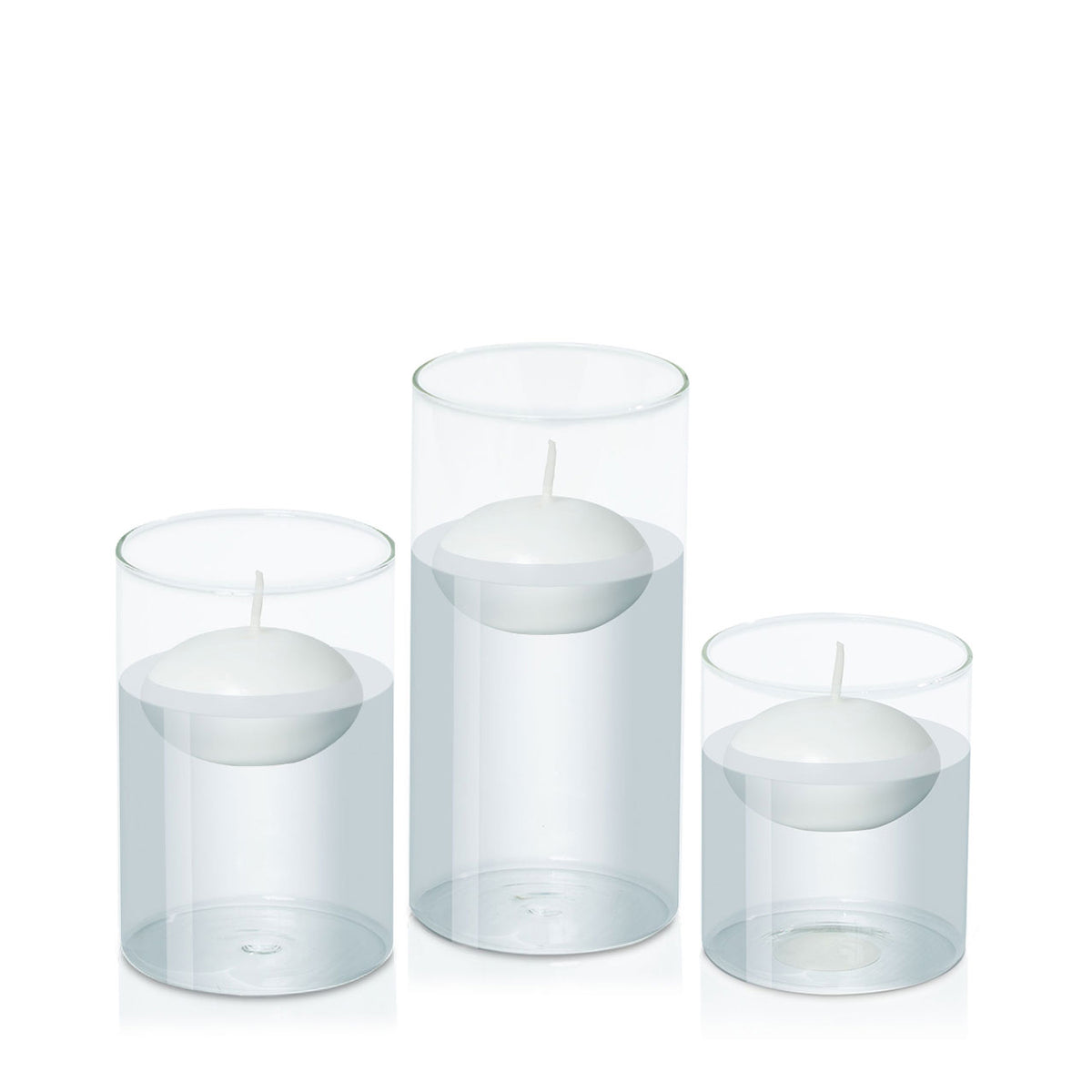 White 8cm Event Floating Candle in 10cm Glass - Sm Pack of 1