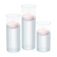 Blush Pink 7.5cm Floating Candle in 10cm Glass Set - Lg