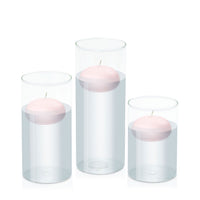 Blush Pink 7.5cm Floating Candle in 10cm Glass Set - Med