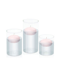 Blush Pink 7.5cm Floating Candle in 10cm Glass Set - Sm