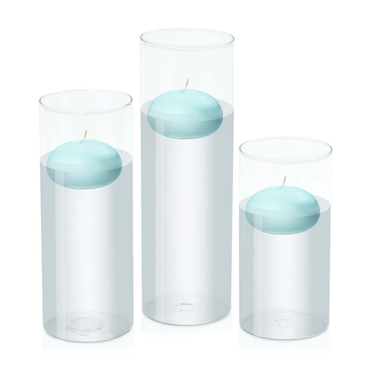 Pastel Teal 7.5cm Floating Candle in 10cm Glass Set - Lg Pack of 1