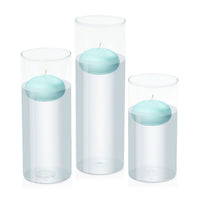 Pastel Teal 7.5cm Floating Candle in 10cm Glass Set - Lg