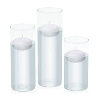 Silver Grey 7.5cm Floating Candle in 10cm Glass Set - Lg