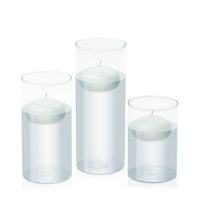 White 7.5cm Floating Candle in 10cm Glass Set - Med