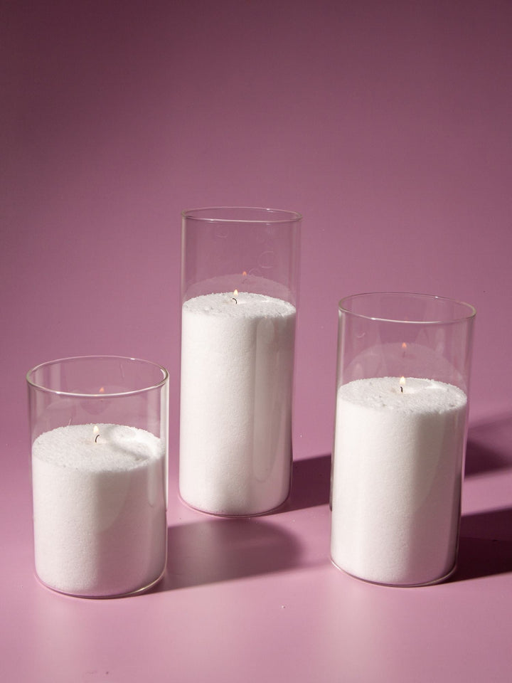 White Pearl Candle Wax in 10cm Glass, Med - Set of 6