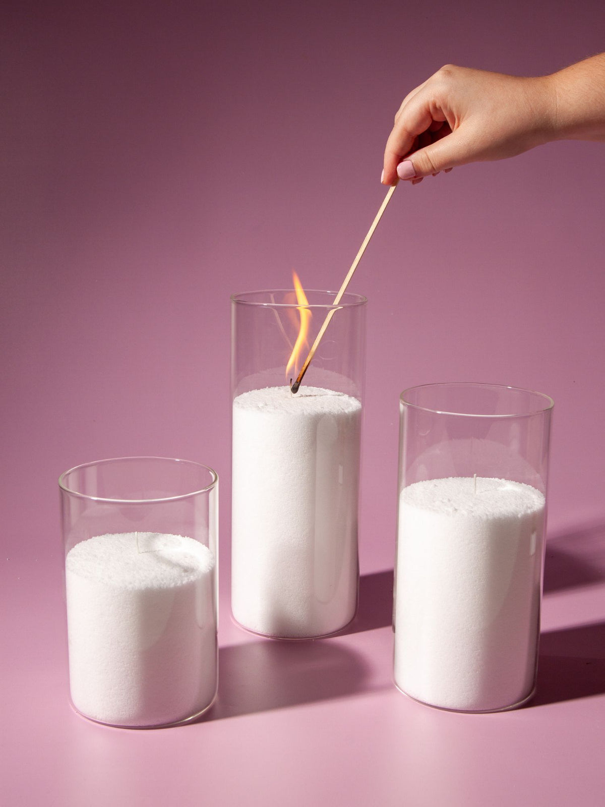 White Pearl Candle Wax in 10cm Glass Set - Med