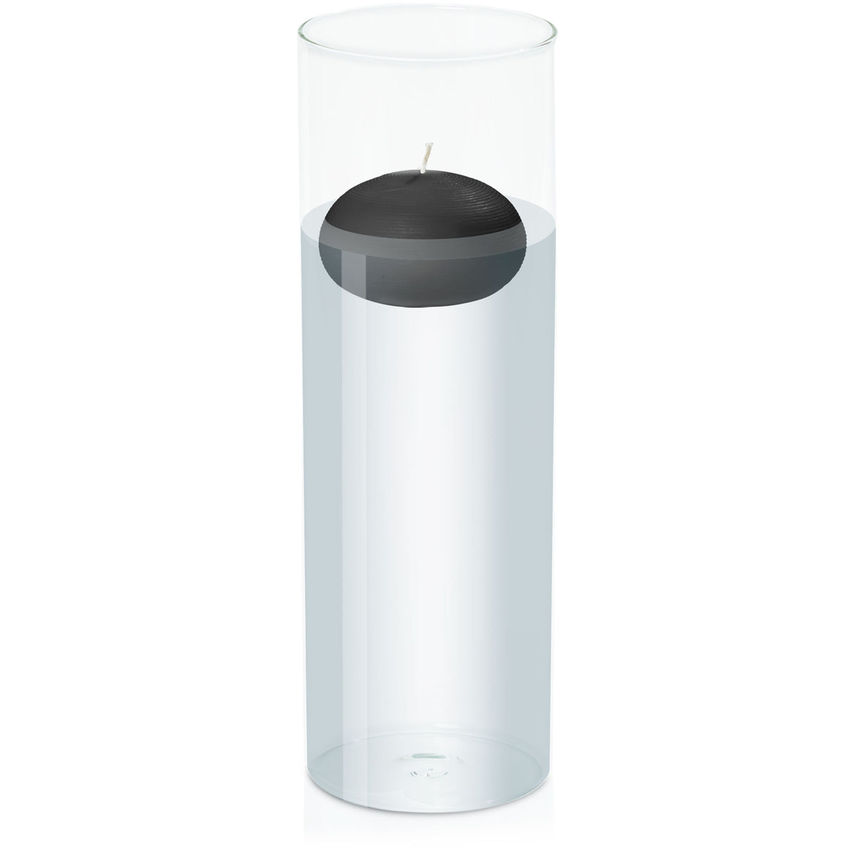 Black 7.5cm Floating Candle in 10cm x 30cm Glass Pack of 1
