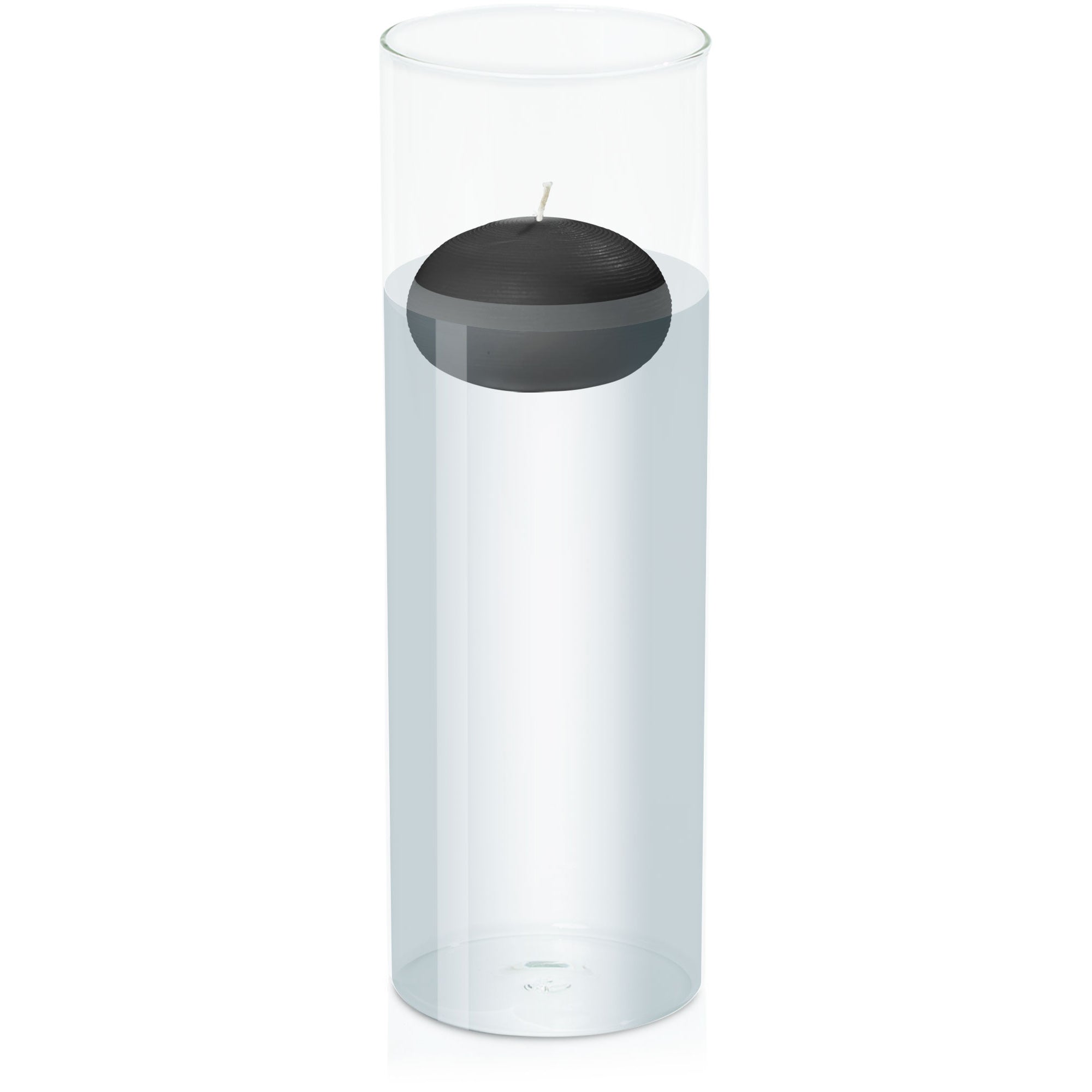 Black 7.5cm Floating Candle in 10cm x 30cm Glass Pack of 1