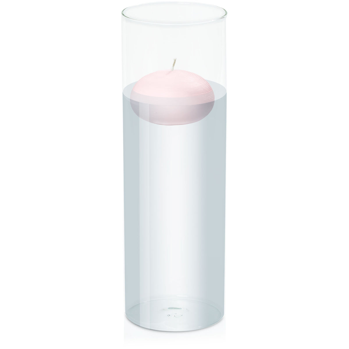 Blush Pink 7.5cm Floating Candle in 10cm x 30cm Glass Pack of 1