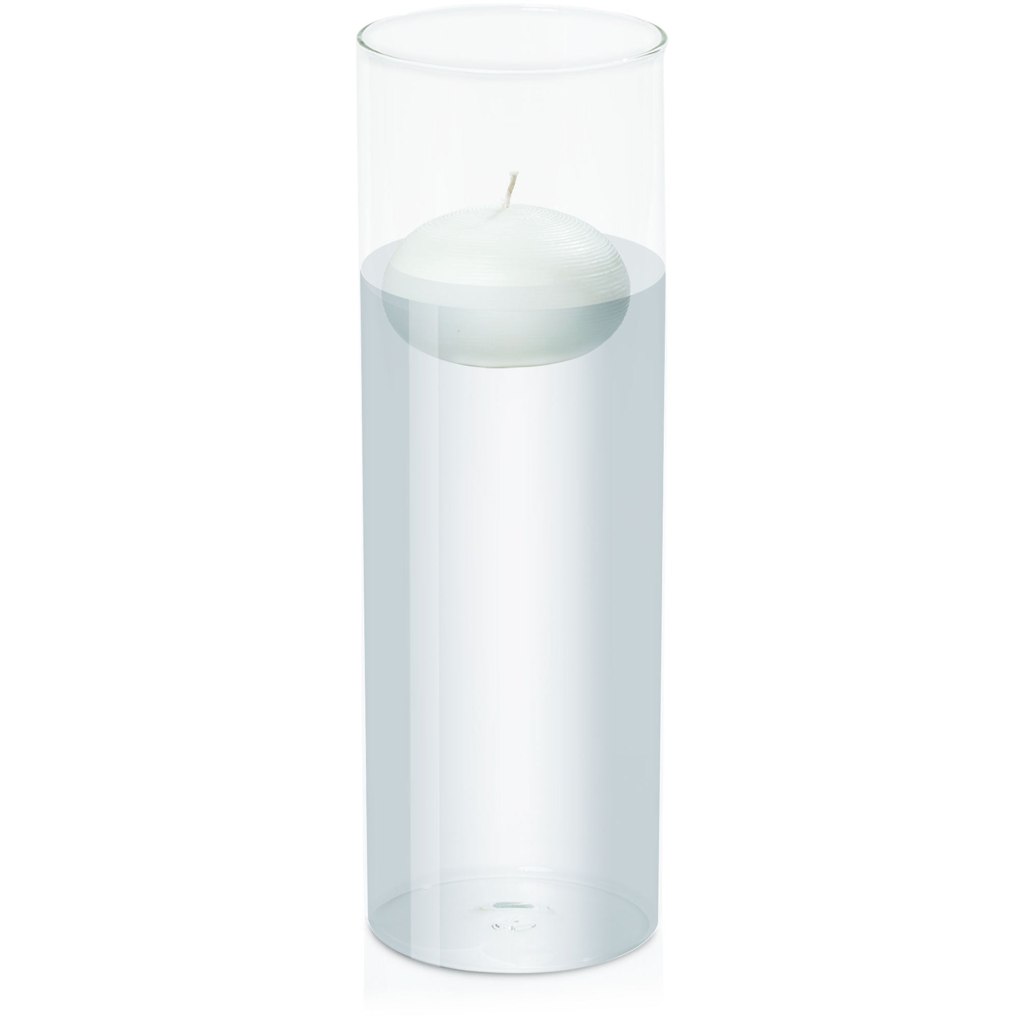 White 7.5cm Floating Candle in 10cm x 30cm Glass Pack of 1