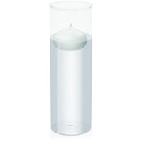 White 7.5cm Floating Candle in 10cm x 30cm Glass