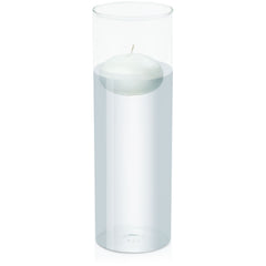White 7.5cm Floating Candle in 10cm x 30cm Glass Pack of 1