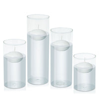 White 8cm Event Floating Candle in 10cm Glass - Med
