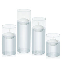 White 8cm Event Floating Candle in 10cm Glass, Med - Set of 6