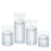White 8cm Event Floating Candle in 10cm Glass, Sm - Set of 6