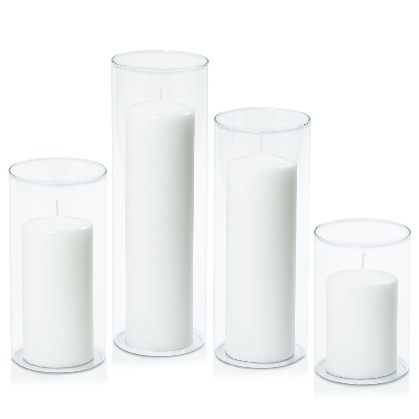 White 7cm Event Pillar in 10cm Glass Set - Med Pack of 1