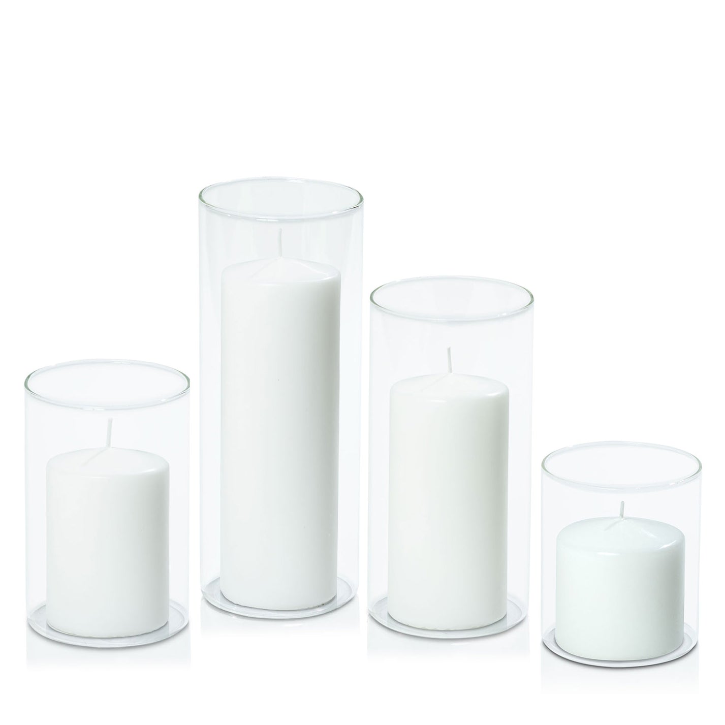 White 7cm Event Pillar in 10cm Glass Set - Sm Pack of 1