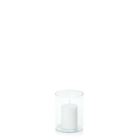 White 5cm x 7.5cm Event Pillar in 8cm x 10cm Glass