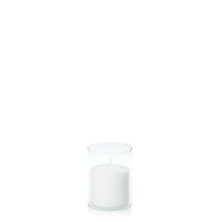 White 7cm x 7cm Event Pillar in 8cm x 10cm Glass