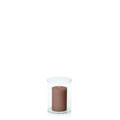 Chocolate 5cm x 7.5cm Pillar in 8cm x 10cm Glass Pack of 1