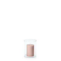 Heritage Rose 5cm x 7.5cm Pillar in 8cm x 10cm Glass