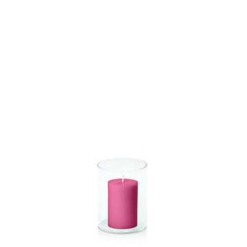 Magenta 5cm x 7.5cm Pillar in 8cm x 10cm Glass Pack of 1