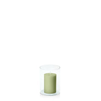 Matcha 5cm x 7.5cm Pillar in 8cm x 10cm Glass