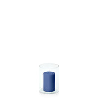 Navy 5cm x 7.5cm Pillar in 8cm x 10cm Glass
