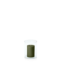 Olive 5cm x 7.5cm Pillar in 8cm x 10cm Glass Pack of 1