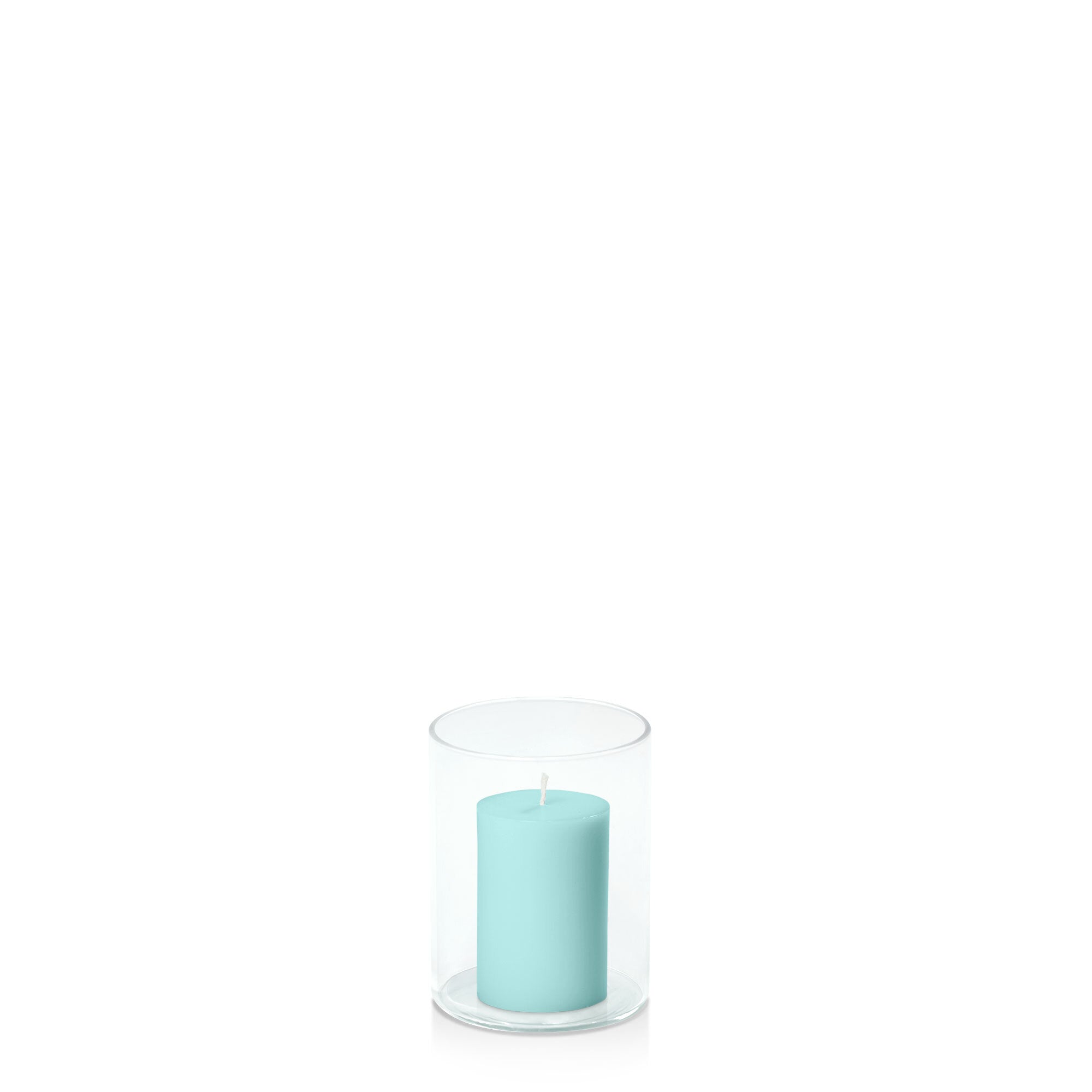 Pastel Teal 5cm x 7.5cm Pillar in 8cm x 10cm Glass Pack of 1