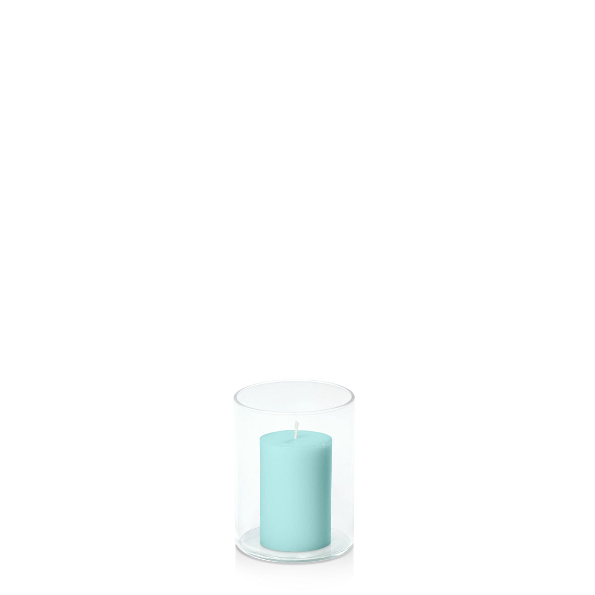 Pastel Teal 5cm x 7.5cm Pillar in 8cm x 10cm Glass Pack of 1