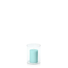 Pastel Teal 5cm x 7.5cm Pillar in 8cm x 10cm Glass Pack of 1
