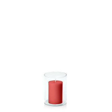 Red 5cm x 7.5cm Pillar in 8cm x 10cm Glass Pack of 1