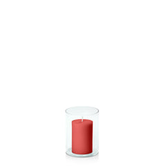 Red 5cm x 7.5cm Pillar in 8cm x 10cm Glass Pack of 1