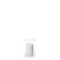 Silver Grey 5cm x 7.5cm Pillar in 8cm x 10cm Glass