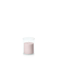 Antique Pink 7cm x 7cm Pillar in 8cm x 10cm Glass