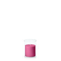 Magenta 7cm x 7cm Pillar in 8cm x 10cm Glass