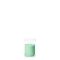 Mint Green 7cm x 7cm Pillar in 8cm x 10cm Glass