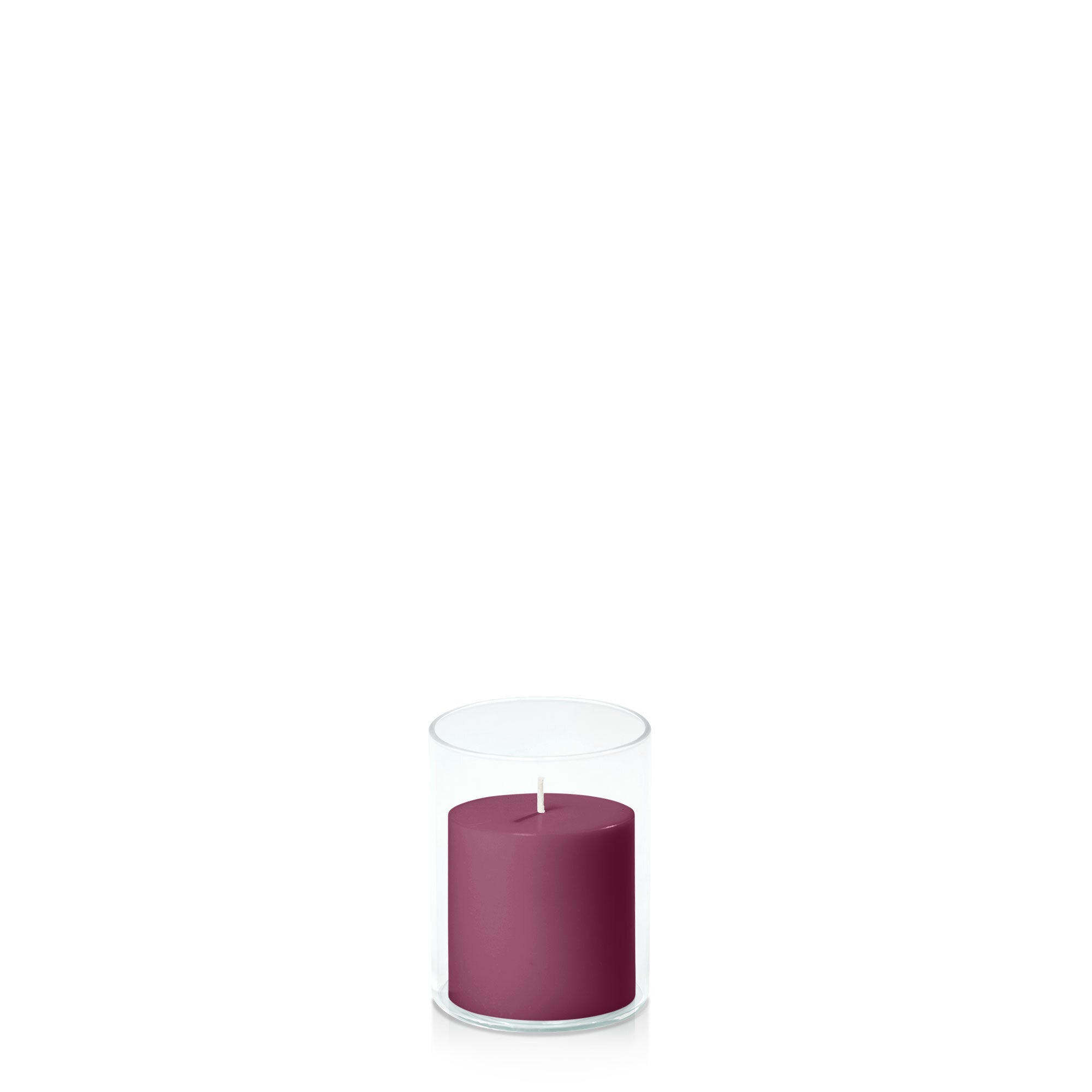 Plum 7cm x 7cm Pillar in 8cm x 10cm Glass Pack of 1