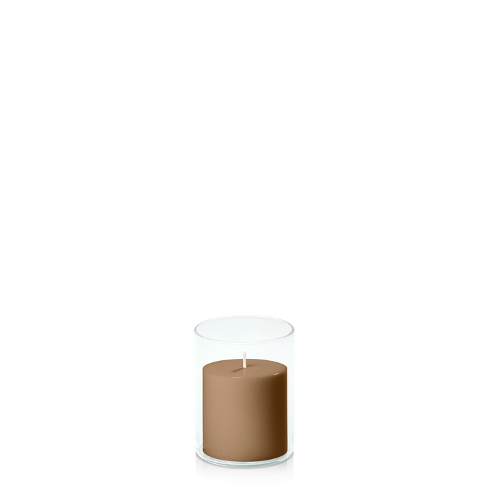 Tiramisu 7cm x 7cm Pillar in 8cm x 10cm Glass Pack of 1