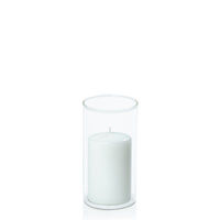 White 7cm x 10cm Event Pillar in 8cm x 15cm Glass