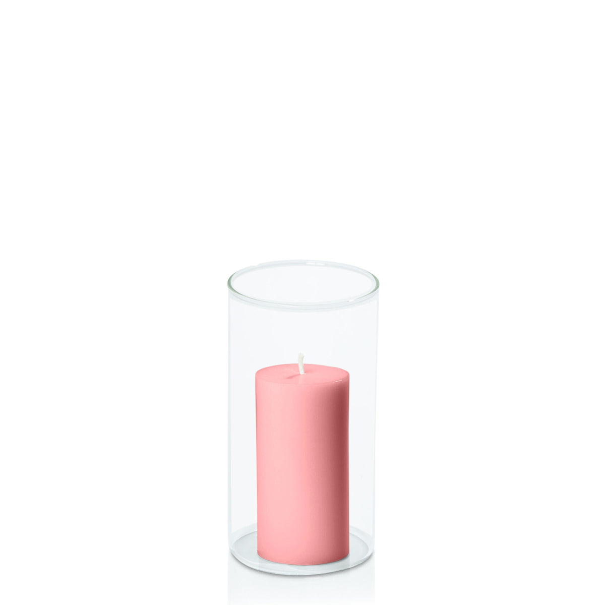 Coral Pink 5cm x 10cm Pillar in 8cm x 15cm Glass Pack of 1