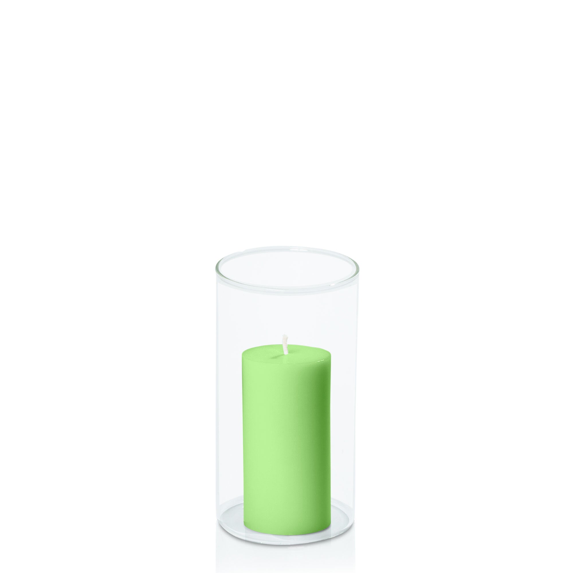 Lime 5cm x 10cm Pillar in 8cm x 15cm Glass Pack of 1