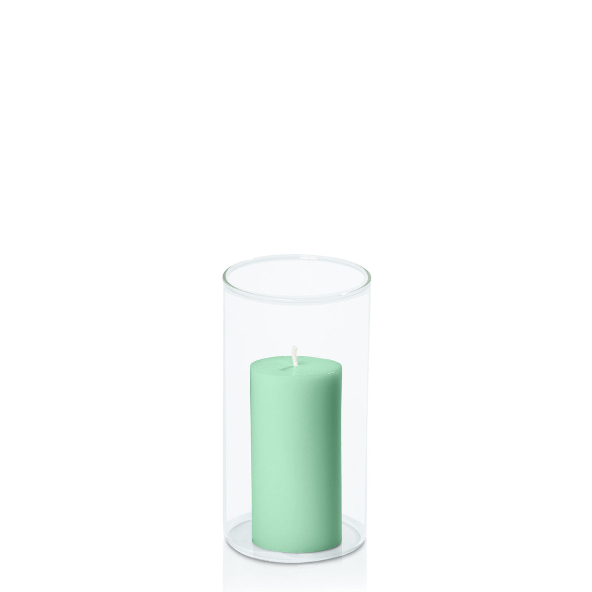 Mint Green 5cm x 10cm Pillar in 8cm x 15cm Glass Pack of 1