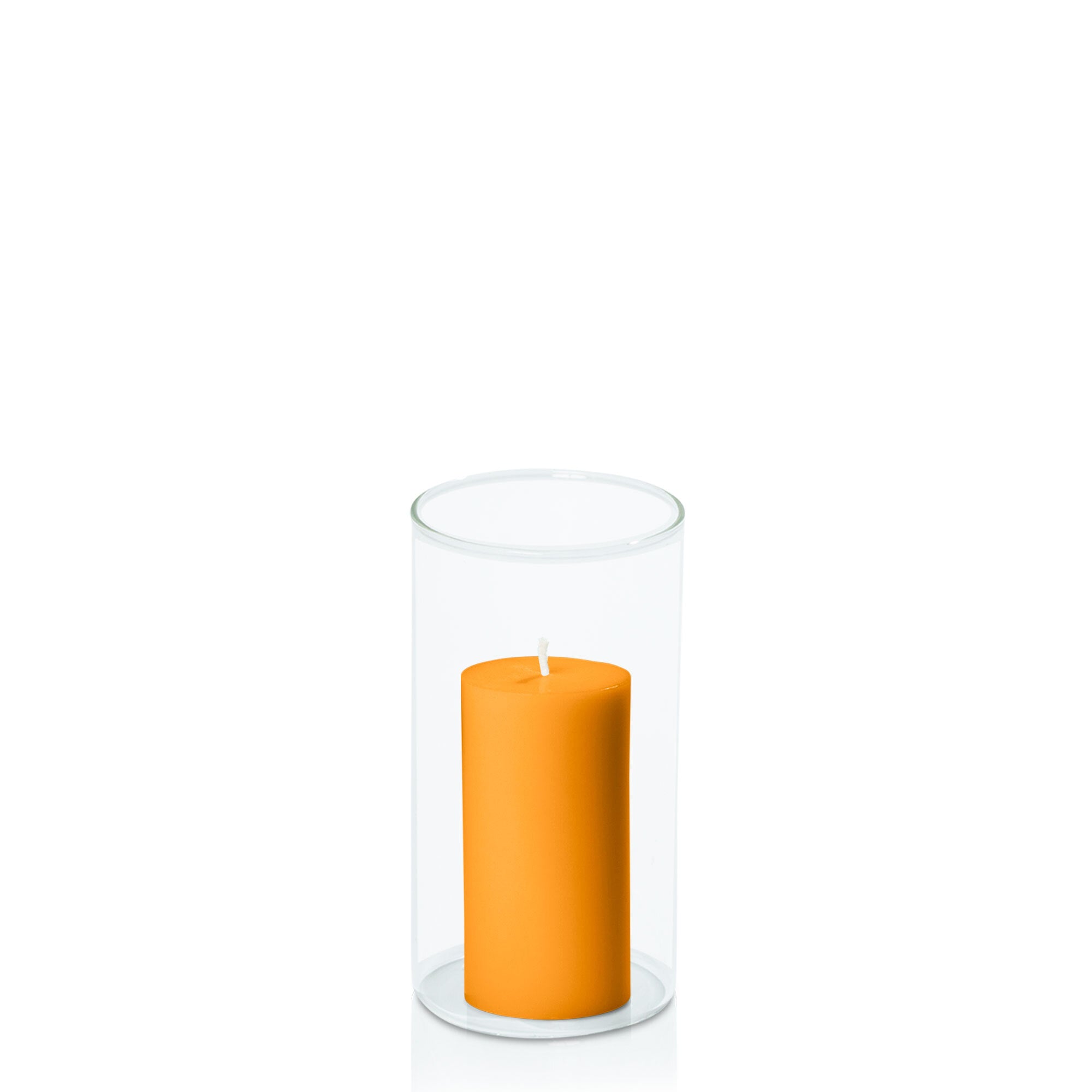 Orange 5cm x 10cm Pillar in 8cm x 15cm Glass Pack of 1