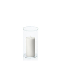 Stone 5cm x 10cm Pillar in 8cm x 15cm Glass