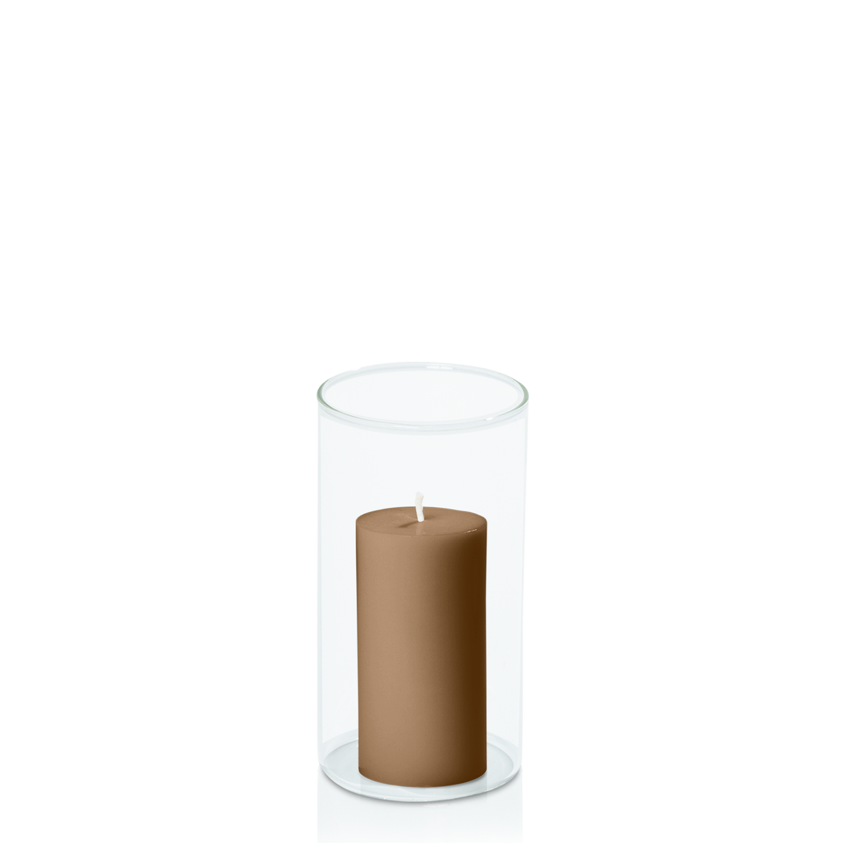 Tiramisu 5cm x 10cm Pillar in 8cm x 15cm Glass Pack of 1