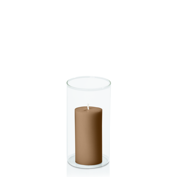 Tiramisu 5cm x 10cm Pillar in 8cm x 15cm Glass Pack of 1