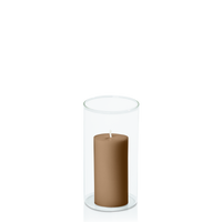 Tiramisu 5cm x 10cm Pillar in 8cm x 15cm Glass
